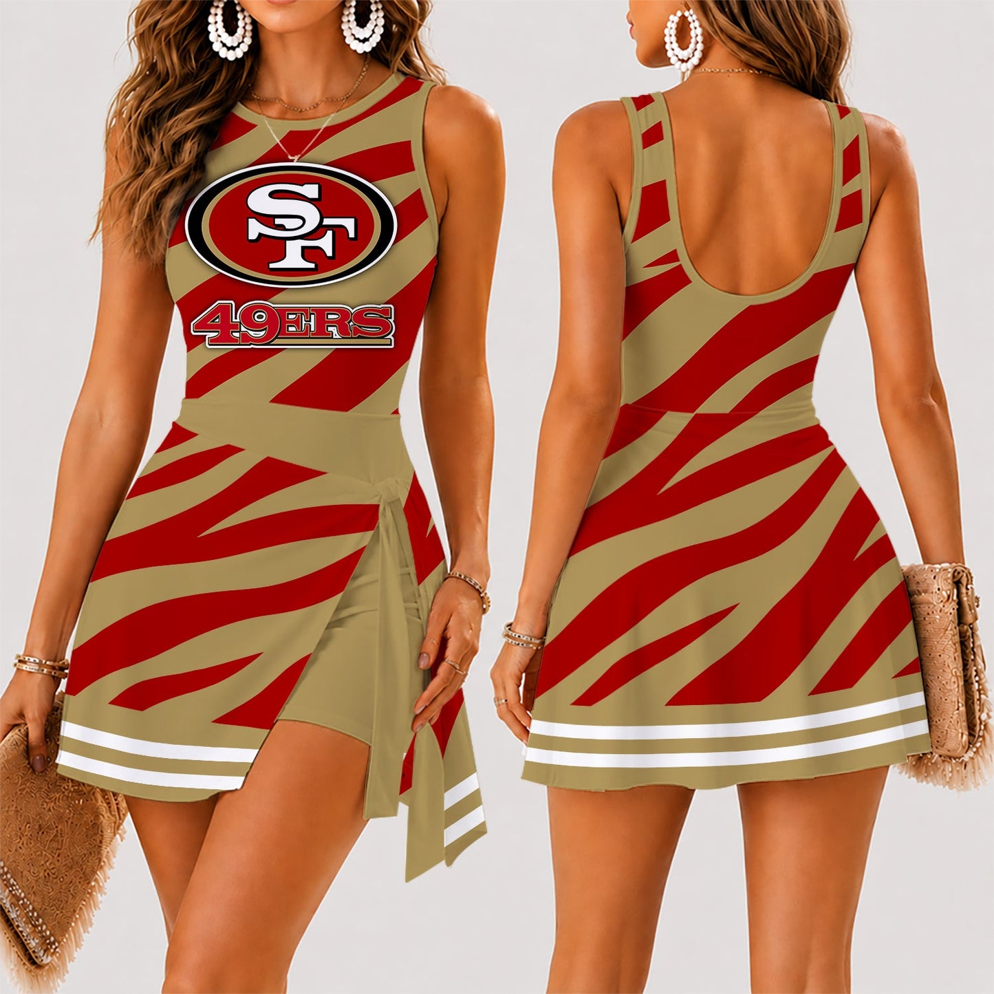[SPECIAL OFFER] NEW CUSTOMIZED NFL11 SF49 SAN FRANCISCO 49ERS WOMEN'S SUMMER SKORT DRESS
