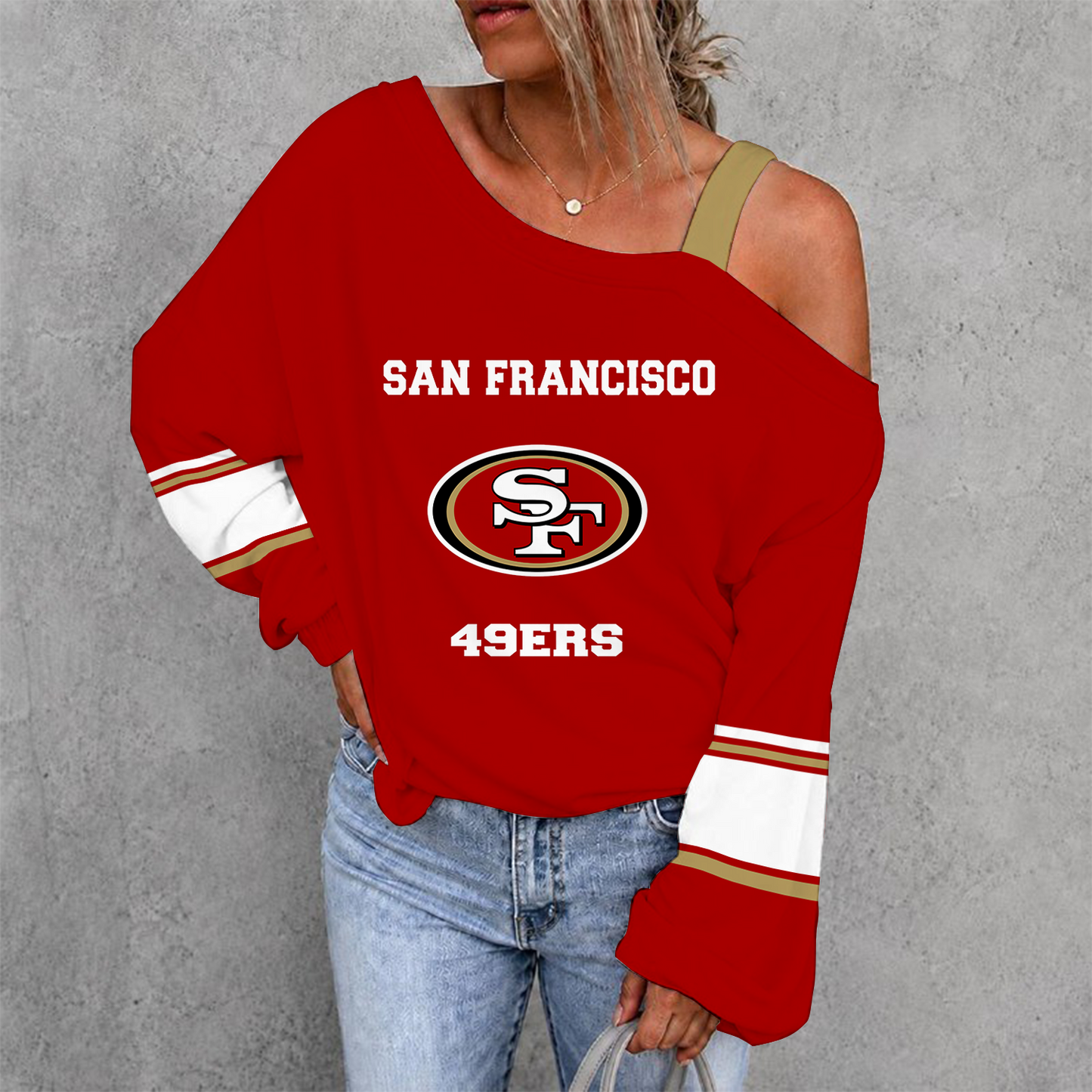 [SPECIAL OFFER] NEW CUSTOMIZED NFL11 SF49 SAN FRANCISCO 49ERS DROP SHOULDER SWEATSHIRT
