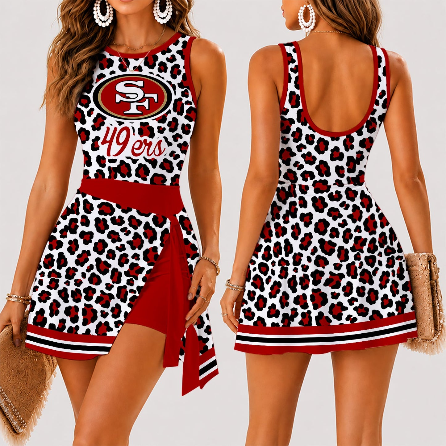 [SPECIAL OFFER] NEW CUSTOMIZED NFL11 SF49 SAN FRANCISCO 49ERS WOMEN'S SUMMER SKORT DRESS