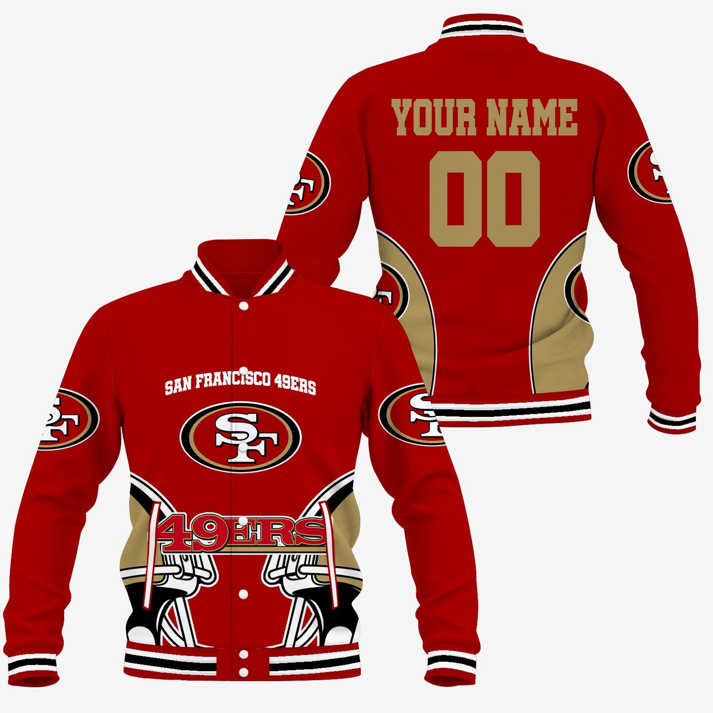 [SPECIAL OFFER] NEW CUSTOMIZED NFL11 SF49 SAN FRANCISCO 49ERS SATIN VARSITY & BASEBALL JACKET