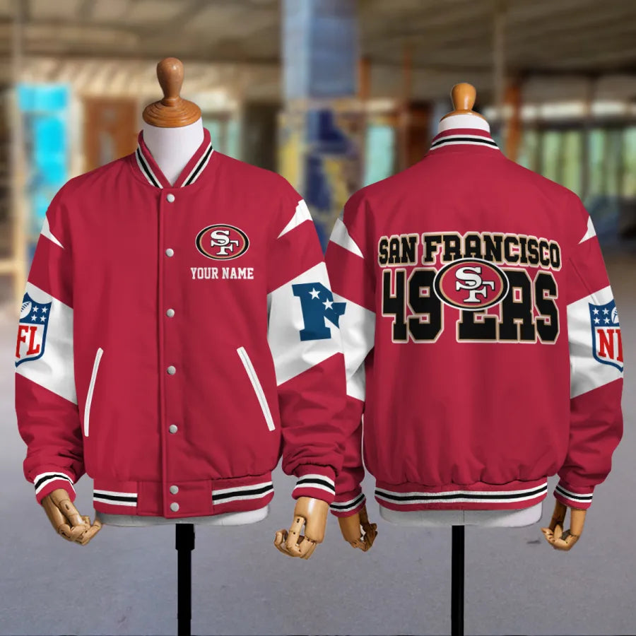 [SPECIAL OFFER] NEW CUSTOMIZED NFL11 SF49 SAN FRANCISCO 49ERS SATIN VARSITY & BASEBALL JACKET