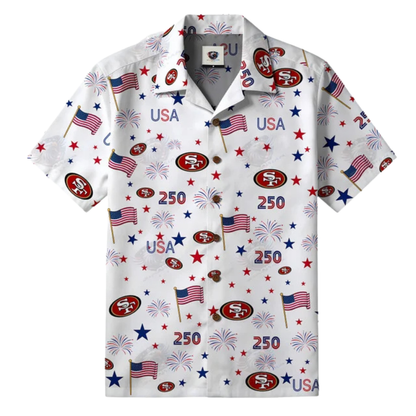 [SPECIAL OFFER] NEW CUSTOMIZED NFL11 SF49 SAN FRANCISCO 49ERS PATRIOTIC 250 USA HAWAIIAN SHIRT