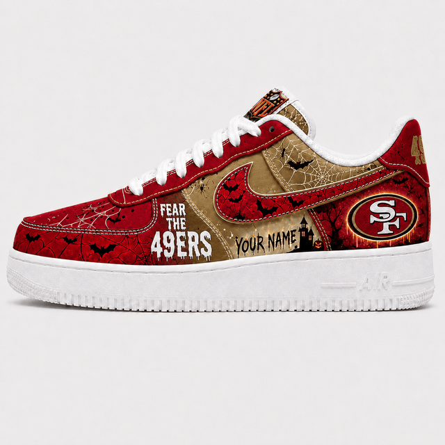[SPECIAL OFFER] NEW CUSTOMIZED NFL11 SF49 SAN FRANCISCO 49ERS HALLOWEEN AF1 SHOES