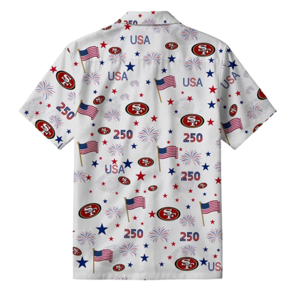 [SPECIAL OFFER] NEW CUSTOMIZED NFL11 SF49 SAN FRANCISCO 49ERS PATRIOTIC 250 USA HAWAIIAN SHIRT
