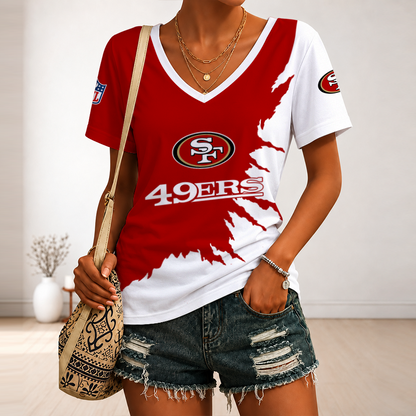 [SPECIAL OFFER] NEW CUSTOMIZED NFL11 SF49 SAN FRANCISCO 49ERS V-NECK FEMALE SHIRT