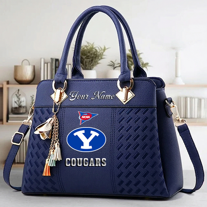 LIMITED EDITION - NEW CUSTOMIZED FBS NCAA11 BYU BYU COUGARS ZIP HANDBAG MULTICOLOR