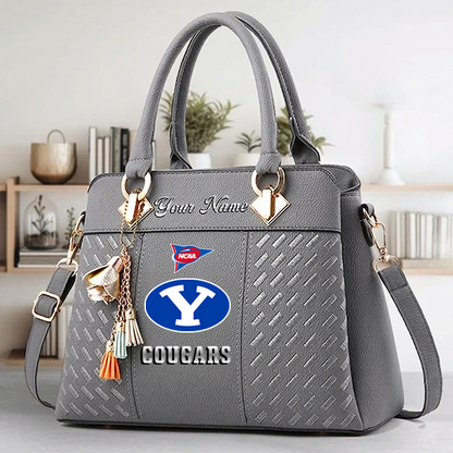 LIMITED EDITION - NEW CUSTOMIZED FBS NCAA11 BYU BYU COUGARS ZIP HANDBAG MULTICOLOR