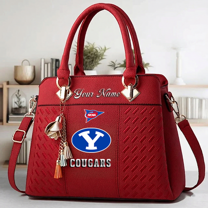 LIMITED EDITION - NEW CUSTOMIZED FBS NCAA11 BYU BYU COUGARS ZIP HANDBAG MULTICOLOR