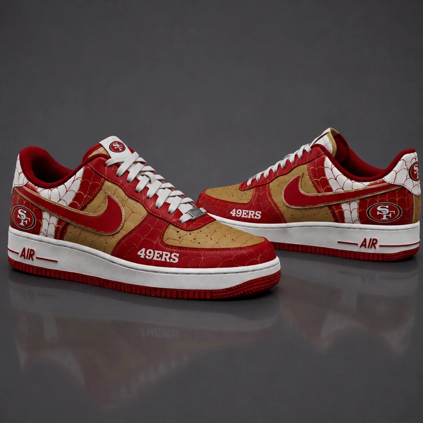 [SPECIAL OFFER] NEW CUSTOMIZED NFL11 SF49 SAN FRANCISCO 49ERS x SPIDER AF1 SHOES