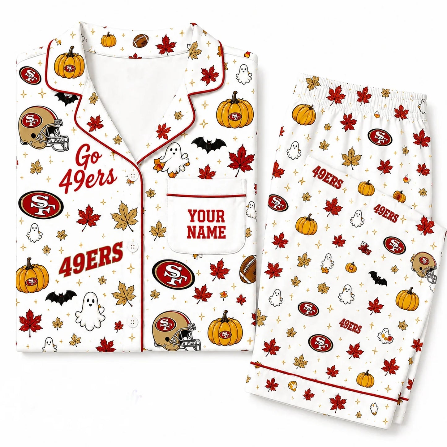 [SPECIAL OFFER] NEW CUSTOMIZED NFL11 SF49 SAN FRANCISCO 49ERS HALLOWEEN LONG PAJAMAS SET