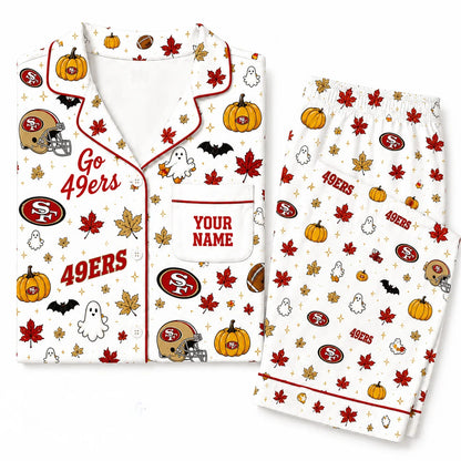 [SPECIAL OFFER] NEW CUSTOMIZED NFL11 SF49 SAN FRANCISCO 49ERS HALLOWEEN LONG PAJAMAS SET