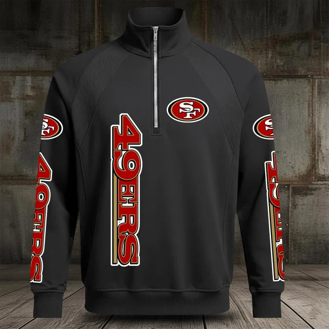 [SPECIAL OFFER] NEW CUSTOMIZED NFL11 SF49 SAN FRANCISCO 49ERS MEN'S MULTICOLOR QUARTER-ZIP PULLOVER