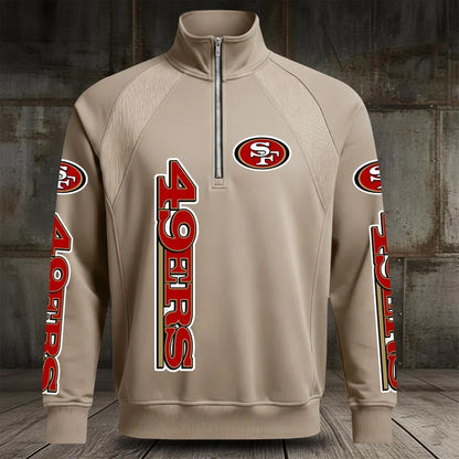 [SPECIAL OFFER] NEW CUSTOMIZED NFL11 SF49 SAN FRANCISCO 49ERS MEN'S MULTICOLOR QUARTER-ZIP PULLOVER