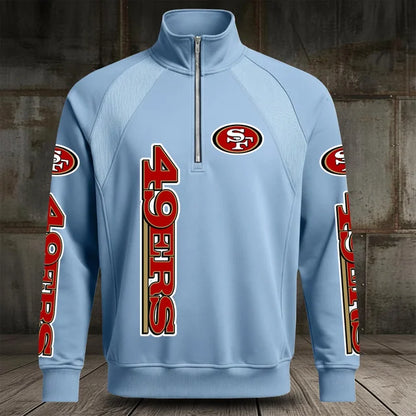 [SPECIAL OFFER] NEW CUSTOMIZED NFL11 SF49 SAN FRANCISCO 49ERS MEN'S MULTICOLOR QUARTER-ZIP PULLOVER