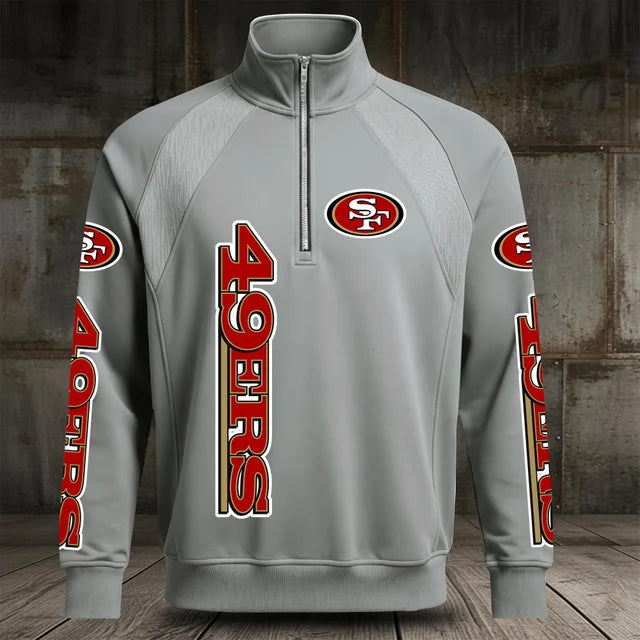 [SPECIAL OFFER] NEW CUSTOMIZED NFL11 SF49 SAN FRANCISCO 49ERS MEN'S MULTICOLOR QUARTER-ZIP PULLOVER