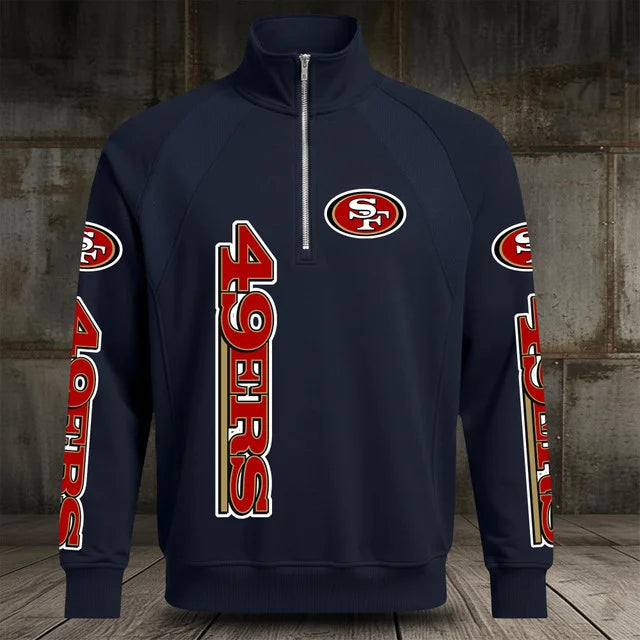 [SPECIAL OFFER] NEW CUSTOMIZED NFL11 SF49 SAN FRANCISCO 49ERS MEN'S MULTICOLOR QUARTER-ZIP PULLOVER