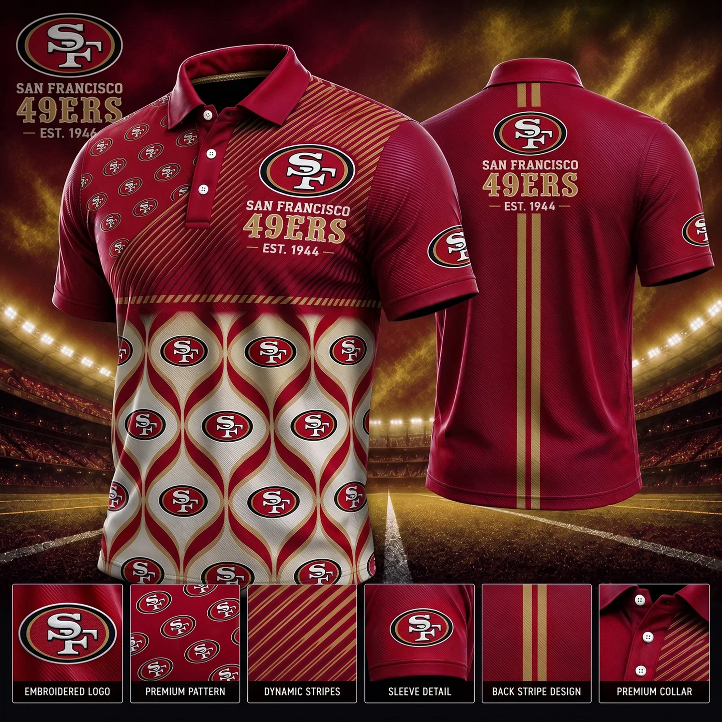 [SPECIAL OFFER] NEW CUSTOMIZED NFL11 SF49 SAN FRANCISCO 49ERS POLO SHIRT