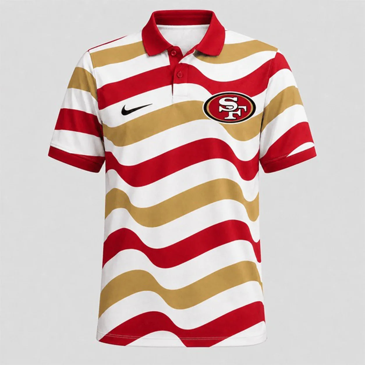 [SPECIAL OFFER] NEW CUSTOMIZED NFL11 SF49 SAN FRANCISCO 49ERS STRIPED POLO SHIRT