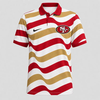 [SPECIAL OFFER] NEW CUSTOMIZED NFL11 SF49 SAN FRANCISCO 49ERS STRIPED POLO SHIRT