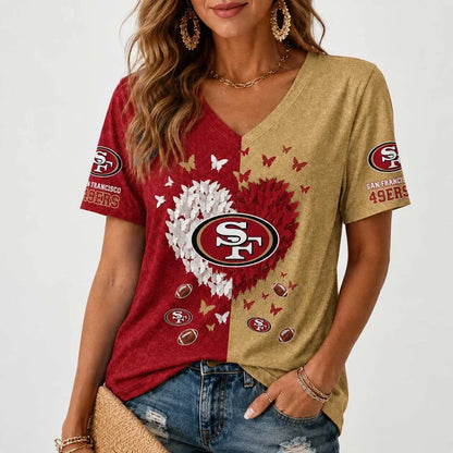 [SPECIAL OFFER] NEW CUSTOMIZED NFL11 SF49 SAN FRANCISCO 49ERS V-NECK FEMALE SHIRT