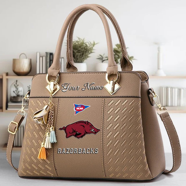 LIMITED EDITION - NEW CUSTOMIZED FBS NCAA12 AKR AK RAZORBACKS ZIP HANDBAG MULTICOLOR