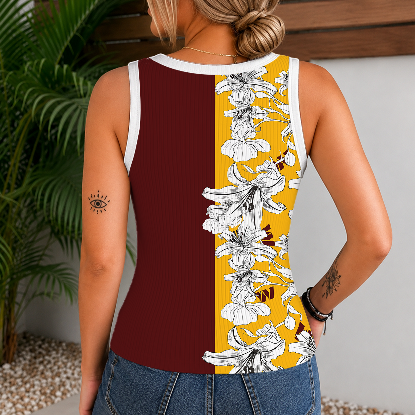 [SPECIAL OFFER] NEW CUSTOMIZED NFL12 WTC WASHINGTON COMMANDERS WOMEN'S V-NECK TANK TOP