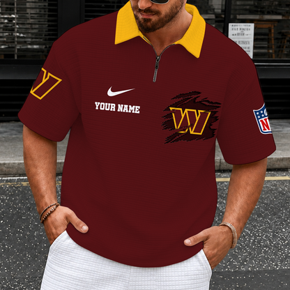 [SPECIAL OFFER] NEW CUSTOMIZED NFL12 WTC WASHINGTON COMMANDERS QUARTER-ZIP POLO SHIRT