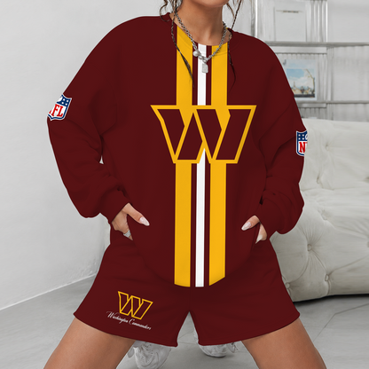 [SPECIAL OFFER] NEW CUSTOMIZED NFL12 WTC WASHINGTON COMMANDERS UNISEX SWEATSHIRT & SHORTS SET