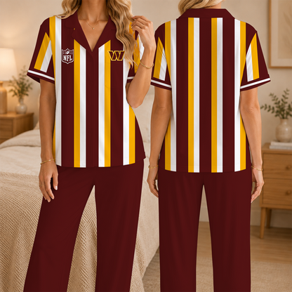 [SPECIAL OFFER] NEW CUSTOMIZED NFL12 WTC WASHINGTON COMMANDERS SHORT SLEEVE & LONG PANTS PAJAMAS SET