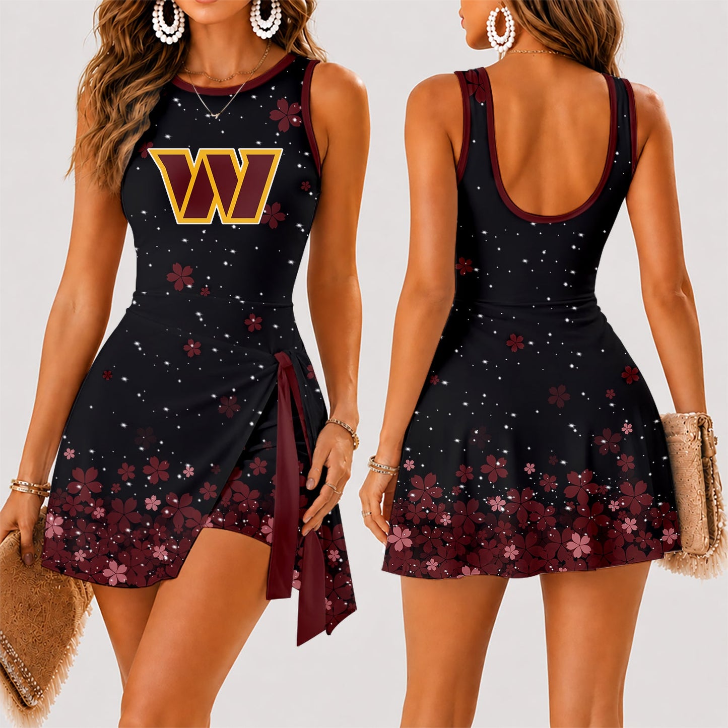 [SPECIAL OFFER] NEW CUSTOMIZED NFL12 WTC WASHINGTON COMMANDERS WOMEN'S SUMMER SKORT DRESS