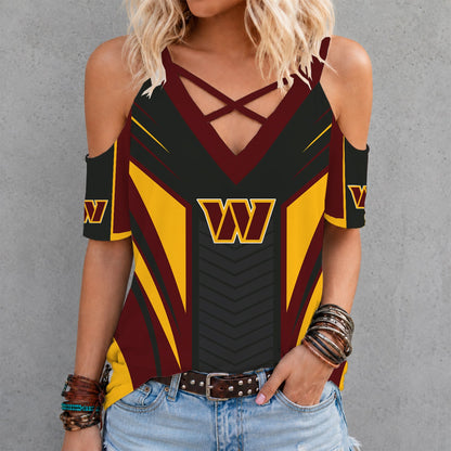 [SPECIAL OFFER] NEW CUSTOMIZED NFL12 WTC WASHINGTON COMMANDERS CRISS CROSS V-NECK TOP