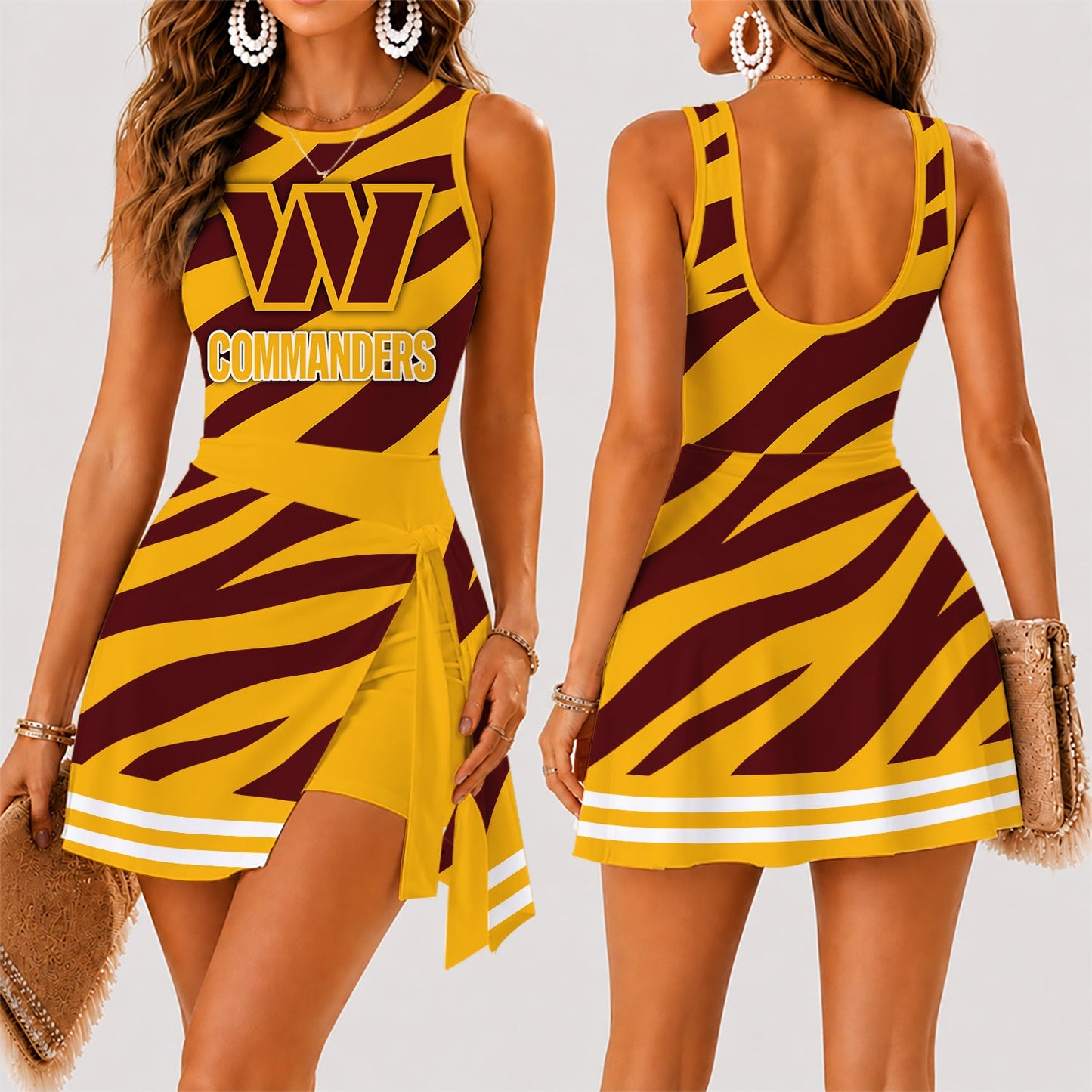[SPECIAL OFFER] NEW CUSTOMIZED NFL12 WTC WASHINGTON COMMANDERS WOMEN'S SUMMER SKORT DRESS