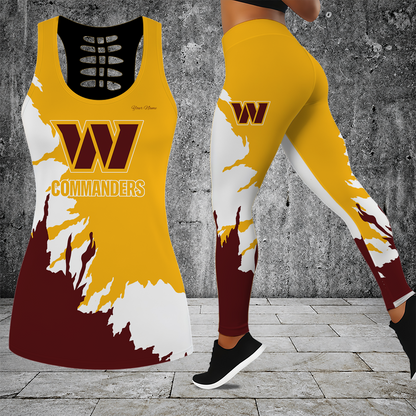 [SPECIAL OFFER] NEW CUSTOMIZED NFL12 WTC WASHINGTON COMMANDERS HOLLOW TANK TOP & LEGGINGS SET