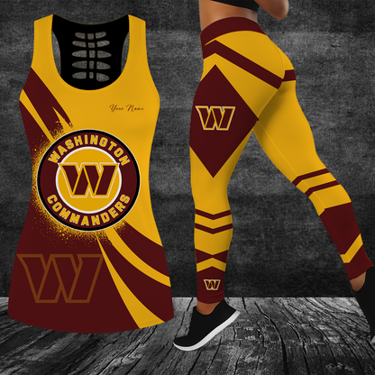 [SPECIAL OFFER] NEW CUSTOMIZED NFL12 WTC WASHINGTON COMMANDERS HOLLOW TANK TOP & LEGGINGS SET