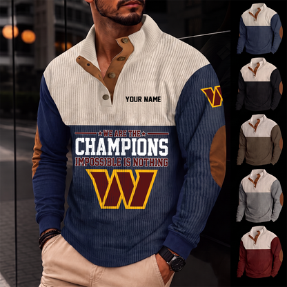 [SPECIAL OFFER] NEW CUSTOMIZED NFL12 WTC WASHINGTON COMMANDERS BUTTON SWEATSHIRTS STAND COLLAR