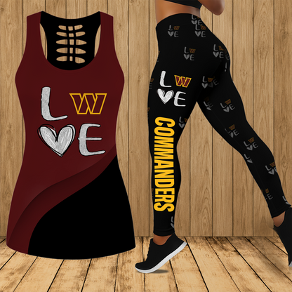 [SPECIAL OFFER] NEW CUSTOMIZED NFL12 WTC WASHINGTON COMMANDERS HOLLOW TANK TOP & LEGGINGS SET
