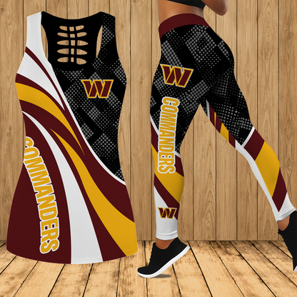 [SPECIAL OFFER] NEW CUSTOMIZED NFL12 WTC WASHINGTON COMMANDERS HOLLOW TANK TOP & LEGGINGS SET