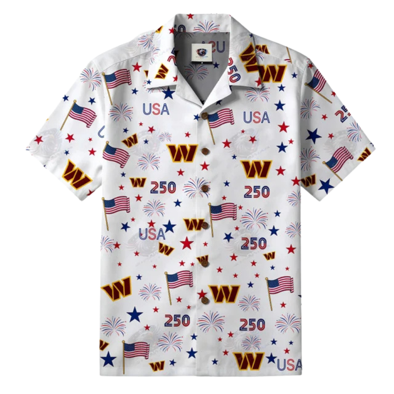 [SPECIAL OFFER] NEW CUSTOMIZED NFL12 WTC WASHINGTON COMMANDERS PATRIOTIC 250 USA HAWAIIAN SHIRT