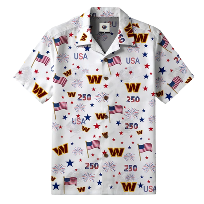 [SPECIAL OFFER] NEW CUSTOMIZED NFL12 WTC WASHINGTON COMMANDERS PATRIOTIC 250 USA HAWAIIAN SHIRT