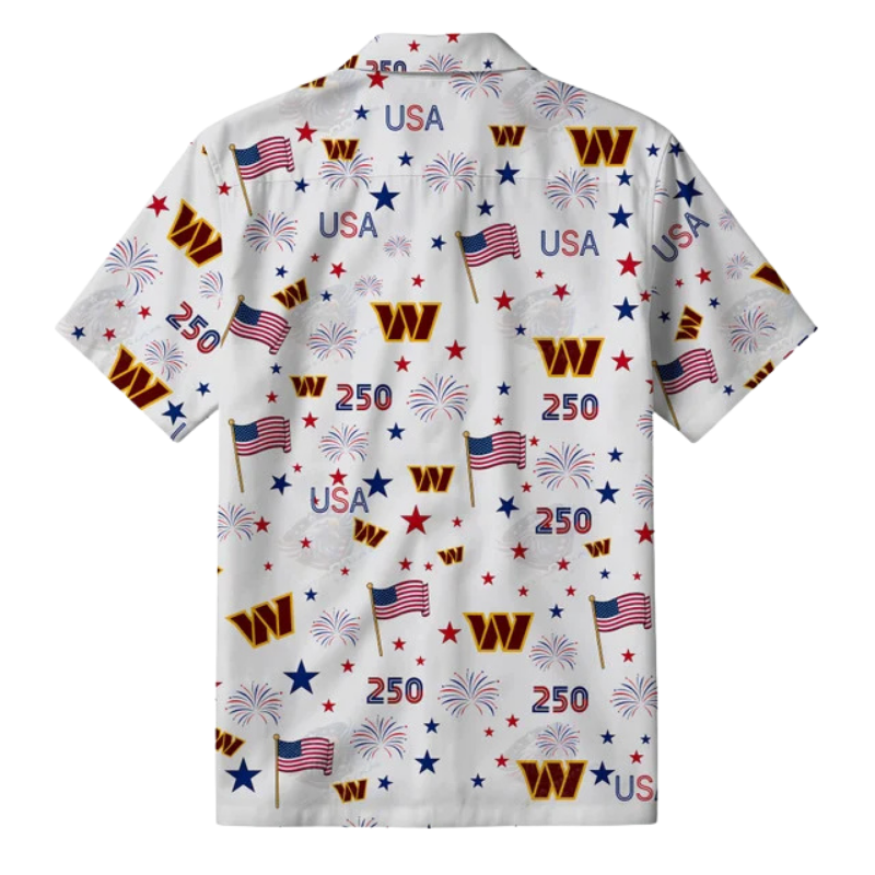 [SPECIAL OFFER] NEW CUSTOMIZED NFL12 WTC WASHINGTON COMMANDERS PATRIOTIC 250 USA HAWAIIAN SHIRT