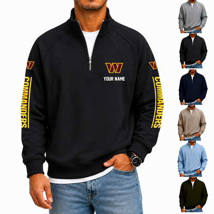 [SPECIAL OFFER] NEW CUSTOMIZED NFL12 WTC WASHINGTON COMMANDERS MEN'S QUARTER ZIP PULLOVER