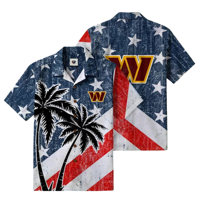 [SPECIAL OFFER] NEW CUSTOMIZED NFL12 WTC WASHINGTON COMMANDERS PATRIOTIC 250 USA HAWAIIAN SHIRT