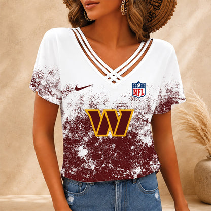[SPECIAL OFFER] NEW CUSTOMIZED NFL12 WTC WASHINGTON COMMANDERS V-NECK SHIRT