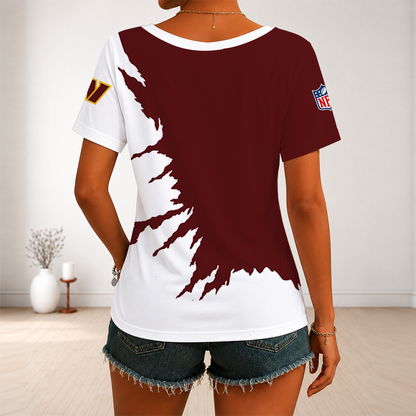 [SPECIAL OFFER] NEW CUSTOMIZED NFL12 WTC WASHINGTON COMMANDERS V-NECK FEMALE SHIRT