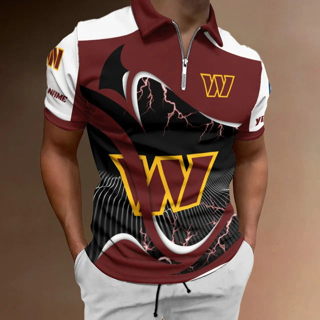 [SPECIAL OFFER] NEW CUSTOMIZED NFL12 WTC WASHINGTON COMMANDERS ZIP POLO SHIRT