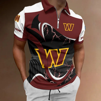 [SPECIAL OFFER] NEW CUSTOMIZED NFL12 WTC WASHINGTON COMMANDERS ZIP POLO SHIRT