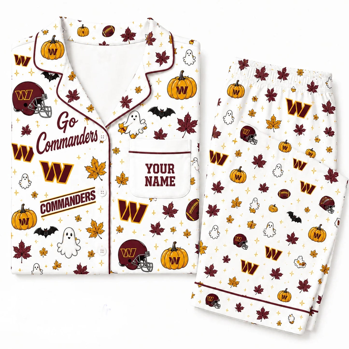 [SPECIAL OFFER] NEW CUSTOMIZED NFL12 WTC WASHINGTON COMMANDERS HALLOWEEN LONG PAJAMAS SET