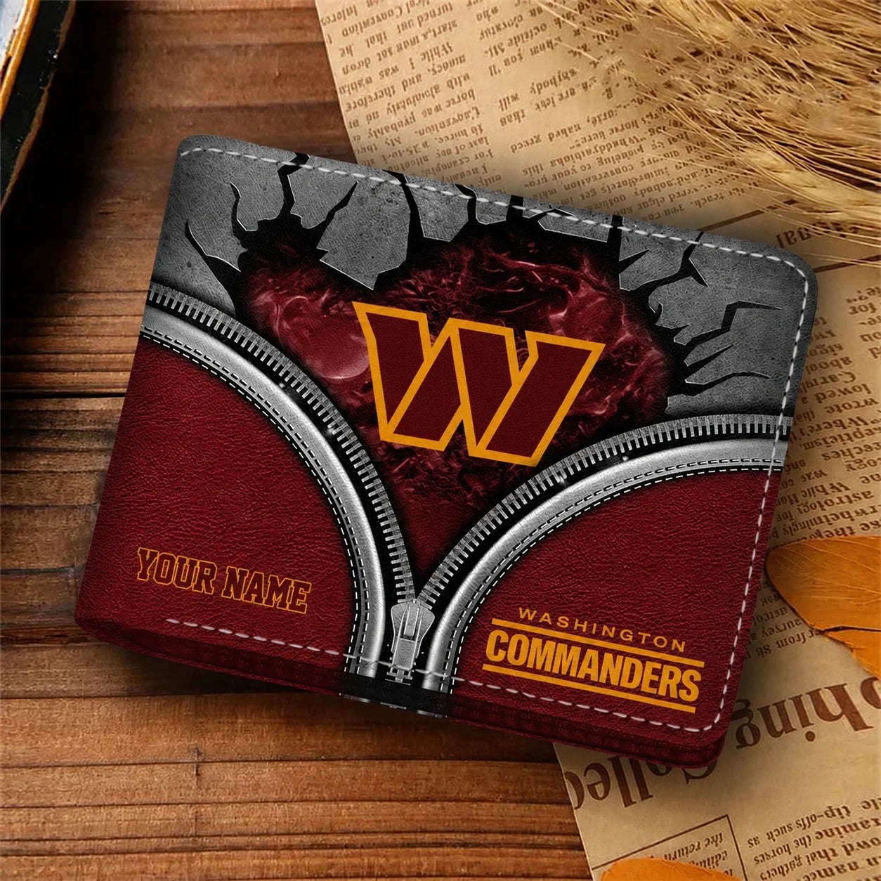 [SPECIAL OFFER] NEW CUSTOMIZED NFL12 WTC WASHINGTON COMMANDERS LEATHER WALLET
