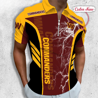 [SPECIAL OFFER] NEW CUSTOMIZED NFL12 WTC WASHINGTON COMMANDERS ZIP POLO SHIRT