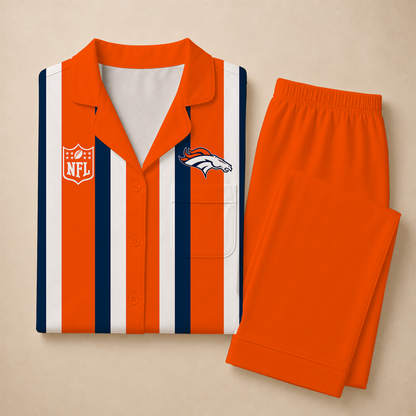 [SPECIAL OFFER] NEW CUSTOMIZED NFL13 DVB DENVER BRONCOS SHORT SLEEVE & LONG PANTS PAJAMAS SET